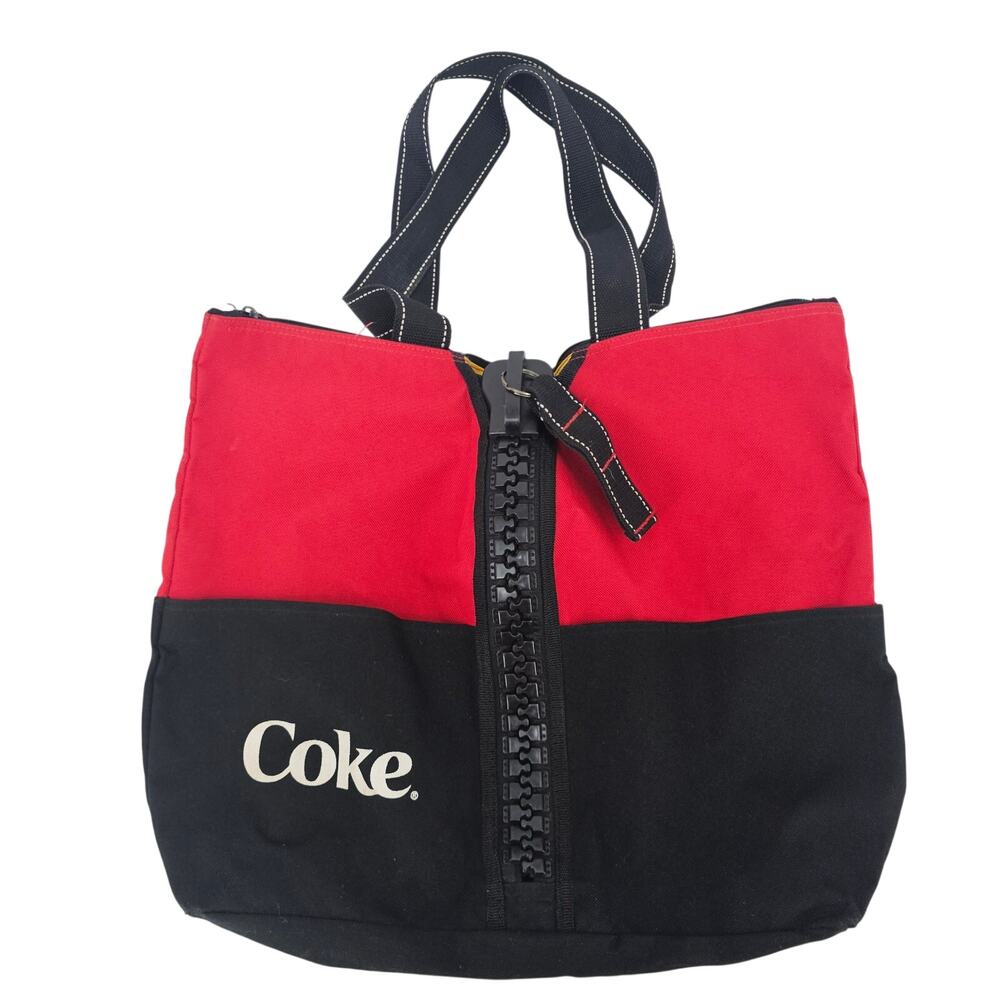 Rare Coca Cola Coke Black Red Tote Bag Purse Giant Zipper Detail Y2K
